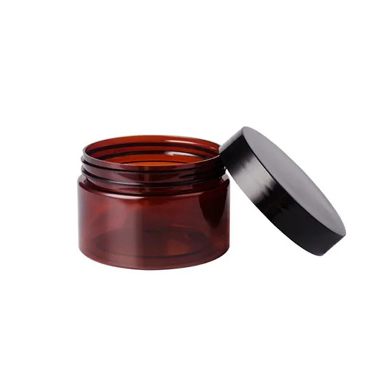 Wholesale Custom Empty Cosmetic Cream Jars 120ml 4oz Amber Brown Plastic Jar with Lids