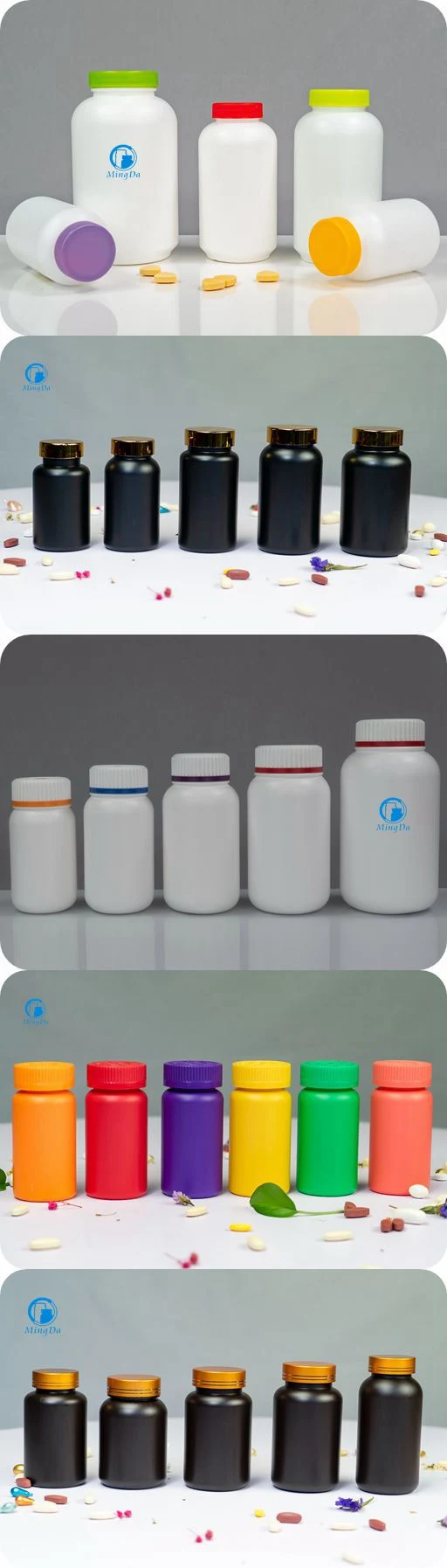 Food Grade Capsules Packagings 45mm Neck Finish HDPE 500ml Plastic Jar (MD-842)