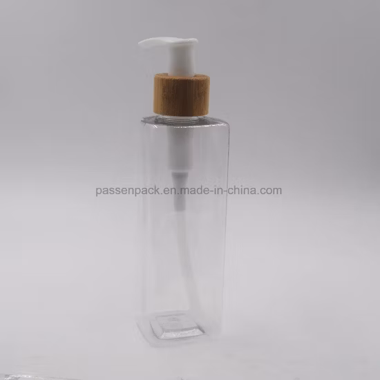 Wholesale 250ml Bamboo Plastic Square Rectangle Pet Bottle