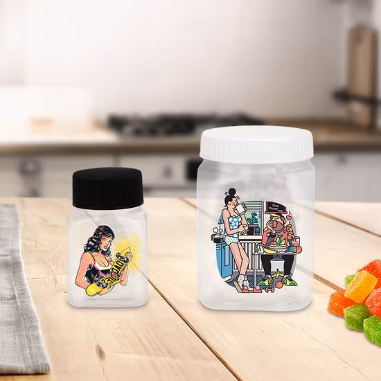 Factory Sale Recycling Food Grade Pet Canisters Empty Storage Container Square Transparent Plastic Candy Gummy Jar