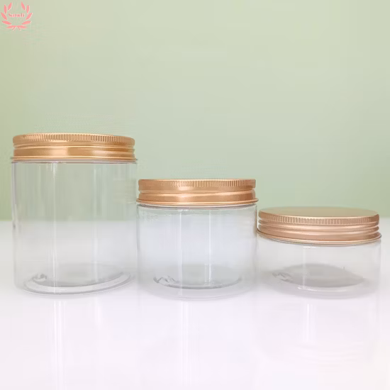 Custom Clear Empty Cream 1oz 3 2 Oz 4oz 8oz 30g 100g 120g 250g Pink Gold White Body Scrub Pet Cosmetic Plastic Jar with Lip Cap